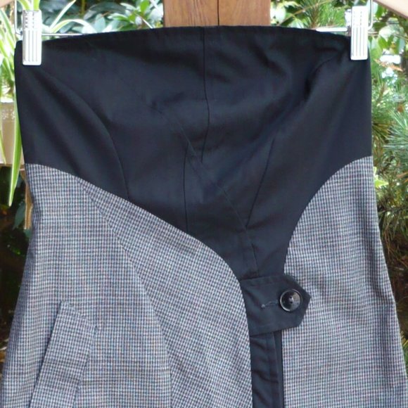 Wool Blend Strapless Trench Coat OOAK Modern Mobster Dress - Picture 5 of 15